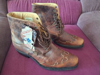 Ghete premium, cowboy, ciucate full piele Stars & Stripes