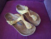 Slapi saboti full piele Birkenstock Nubuck Suede Gizeh Popcorn soft