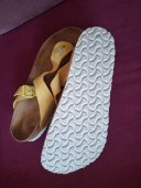 Slapi saboti full piele Birkenstock Nubuck Suede Gizeh Popcorn soft