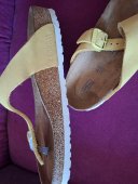 Slapi saboti full piele Birkenstock Nubuck Suede Gizeh Popcorn soft